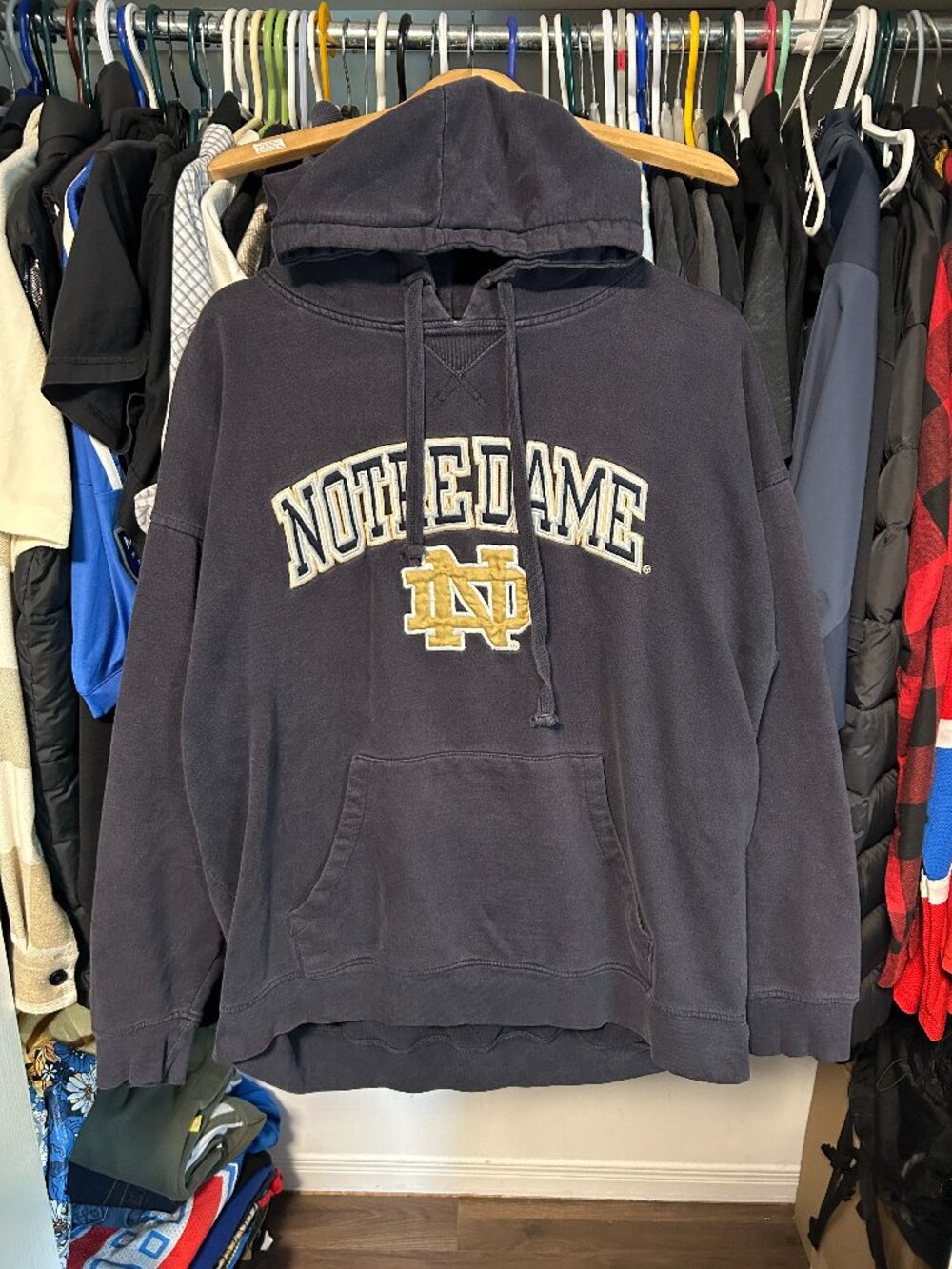 Notre Dame University Vintage Navy Blue Hoodie - XXL